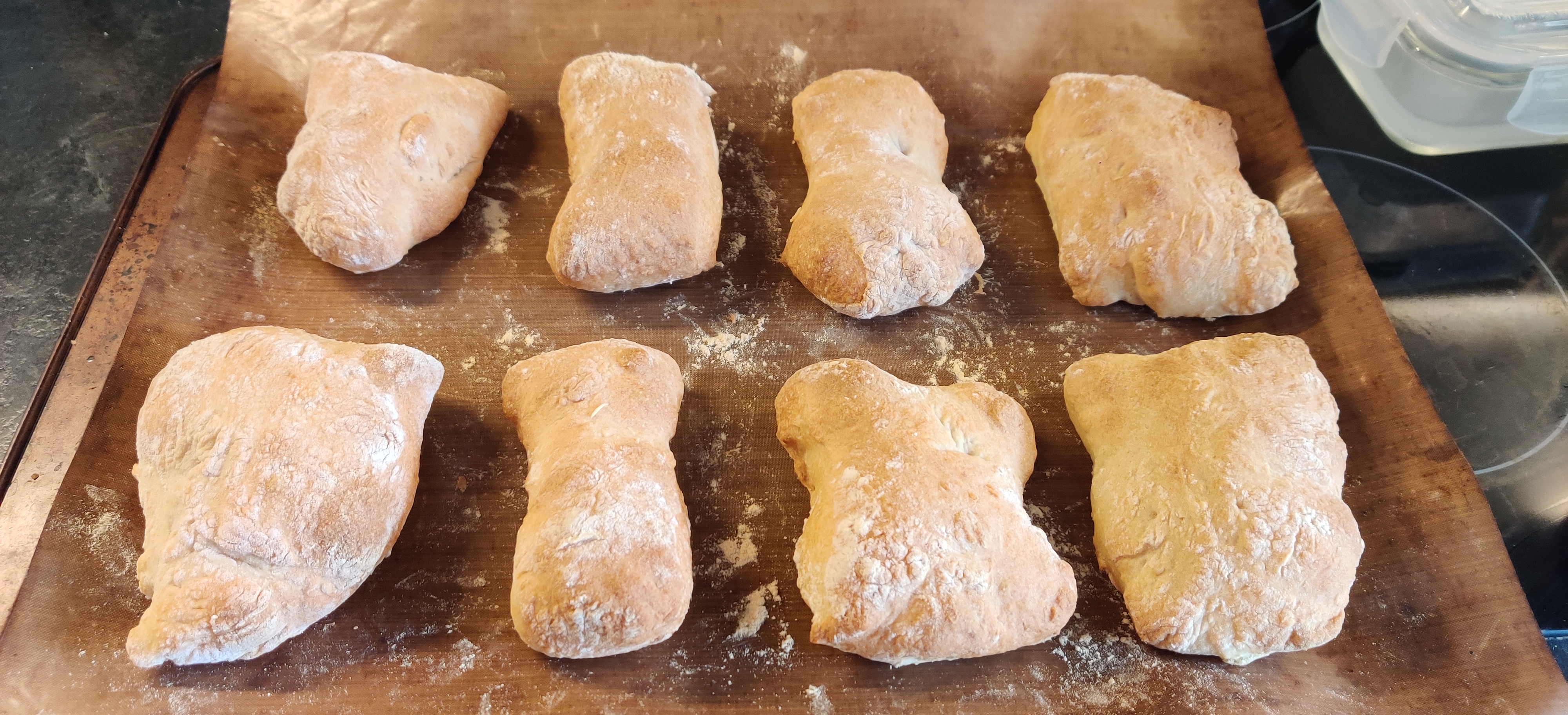 Homemade Ciabatta Rolls After Bake