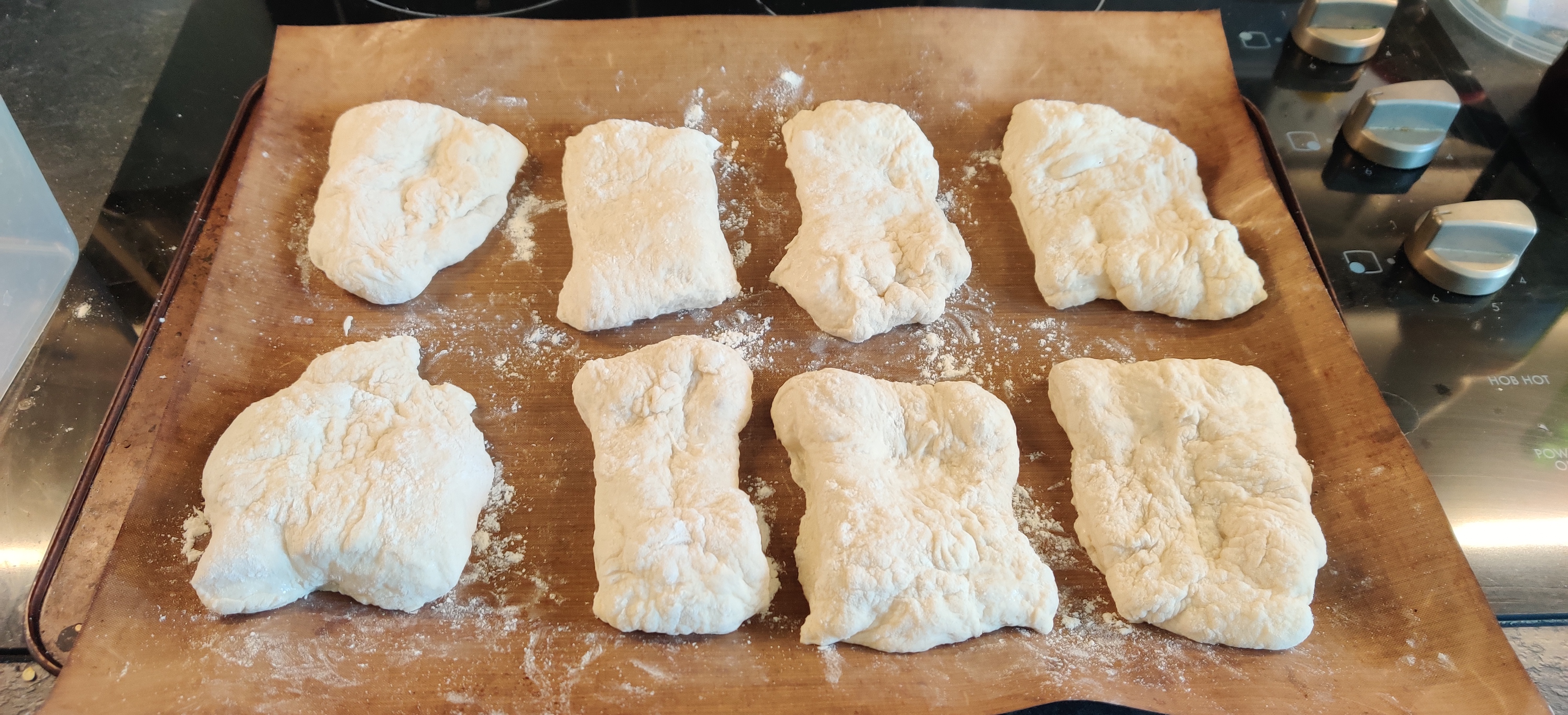 Homemade Ciabatta Rolls Before Bake